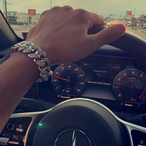 19 mm 14k Silver Cuban link Bracelet for Men's